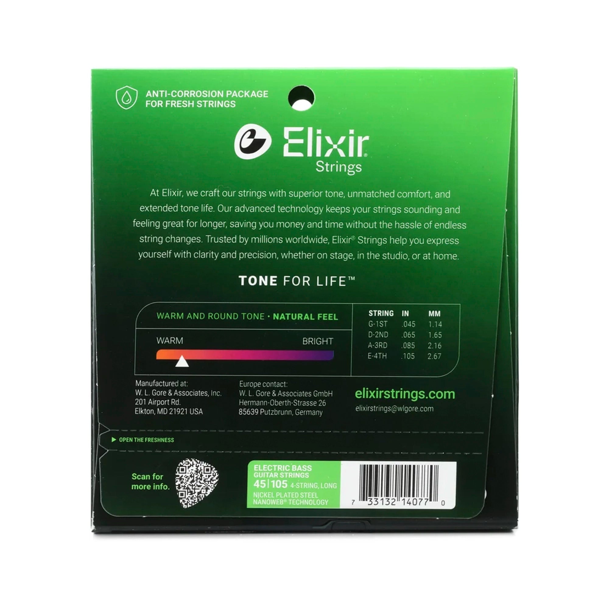 Set cuerdas bajo eléctrico Elixir Nanoweb 45/105 Light/Medium - 14077