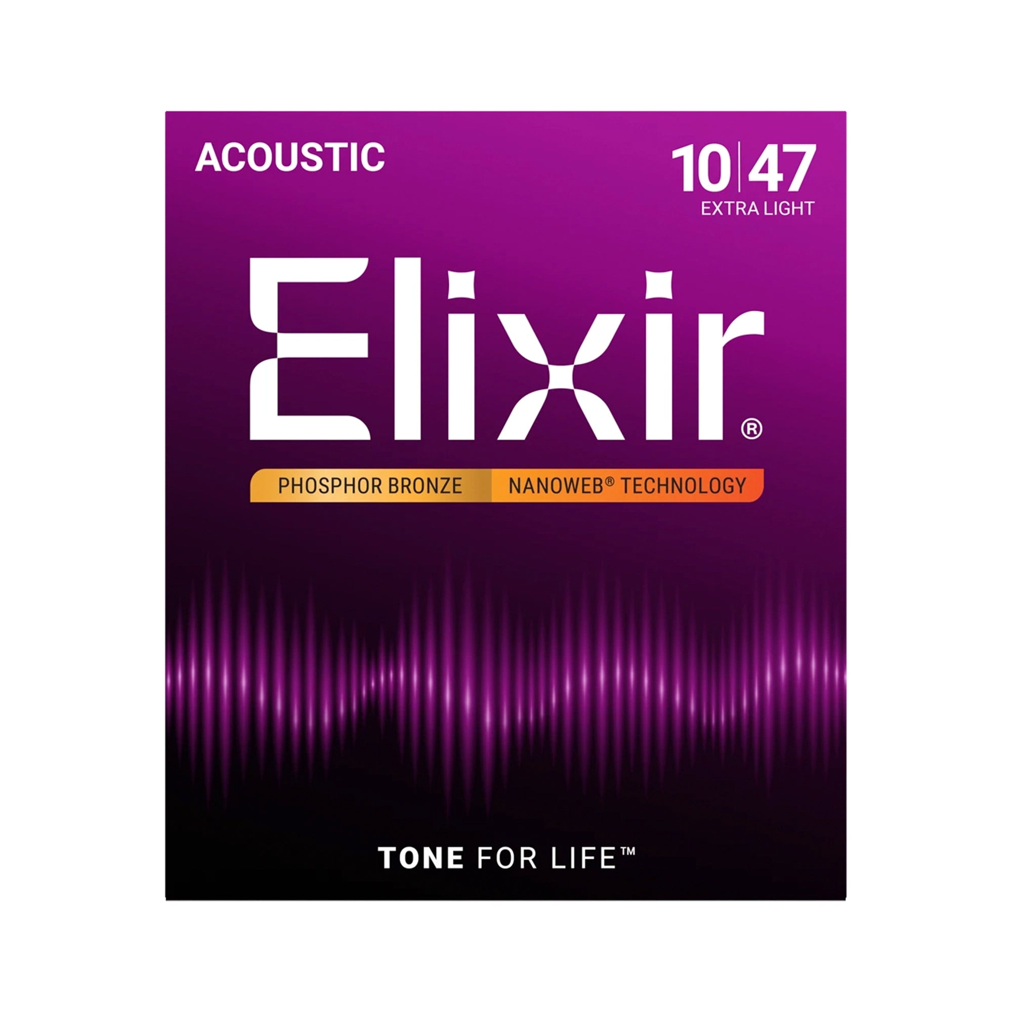 Set de cuerdas para guitarra acustica Elixir Nanoweb 10/47 Extra Light. - 16002