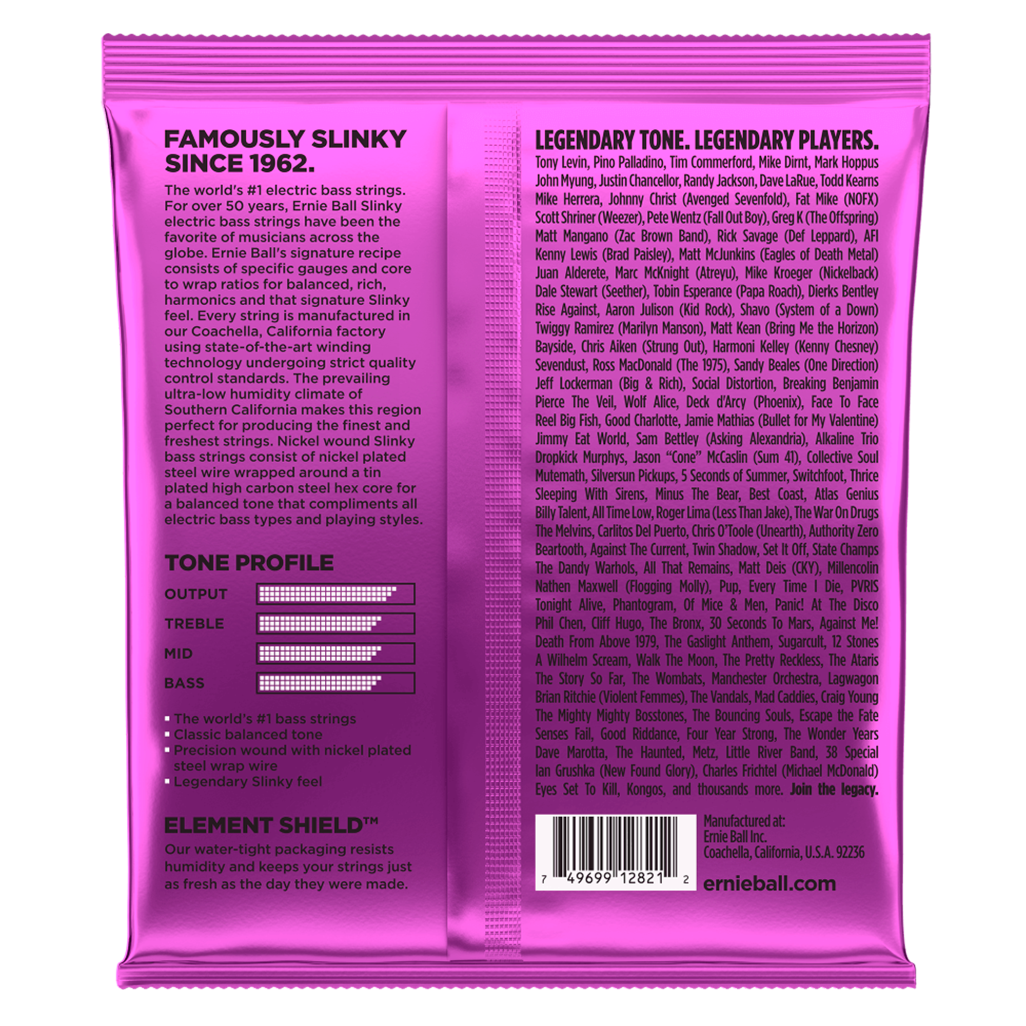 Set De Cuerdas Para Bajo Electrico De 5 Cuerdas 50-135 Ernie Ball - 2821