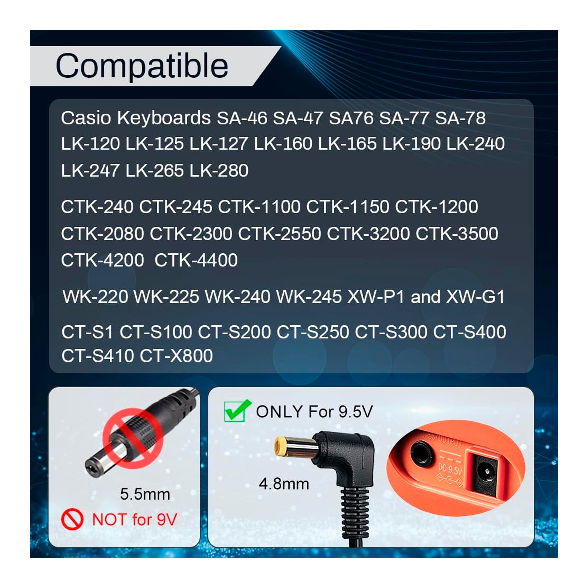 Adaptador Casio 9.5V - AD-E95100LU