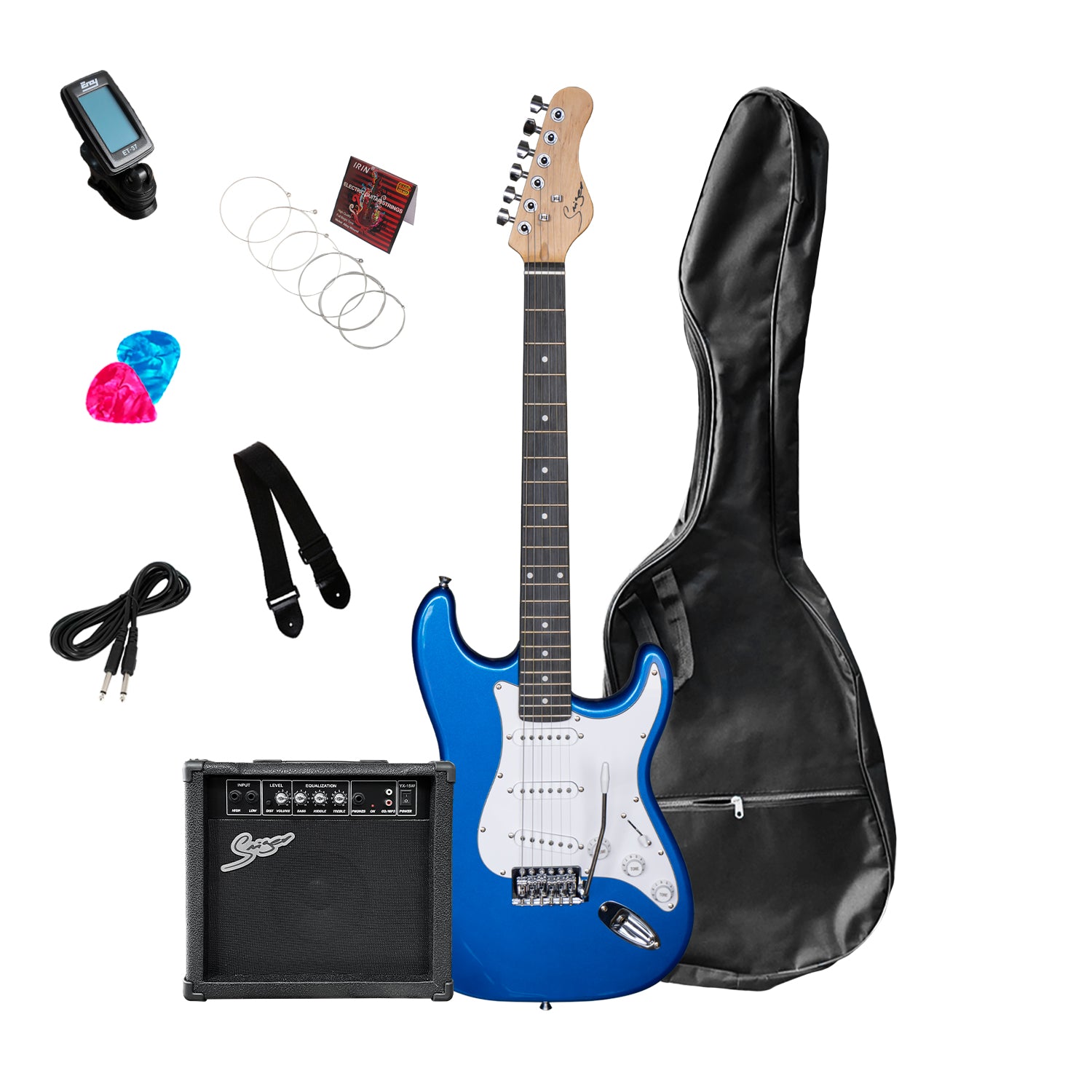 Pack Guitarra Eléctrica Smiger Azul Metálico