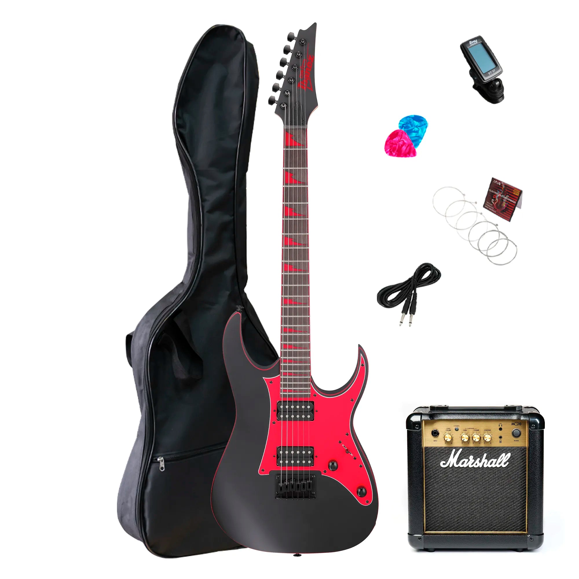 Pack Guitarra Electrica Ibanez GRG131 DX FLY BKF con amplificador Marshall