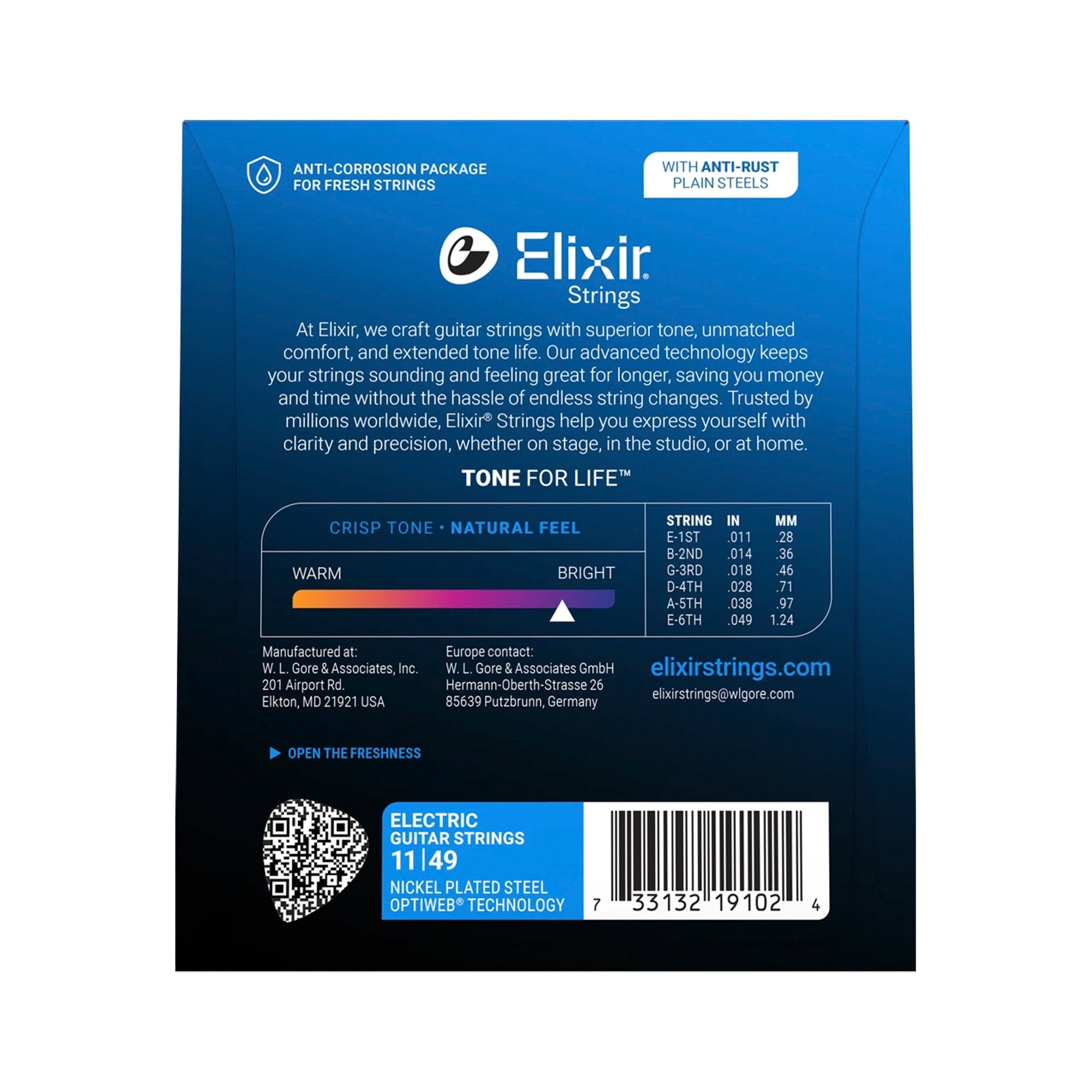 Set de cuerdas para guitarra eléctrica Elixir Optiweb 11/49 - 19102