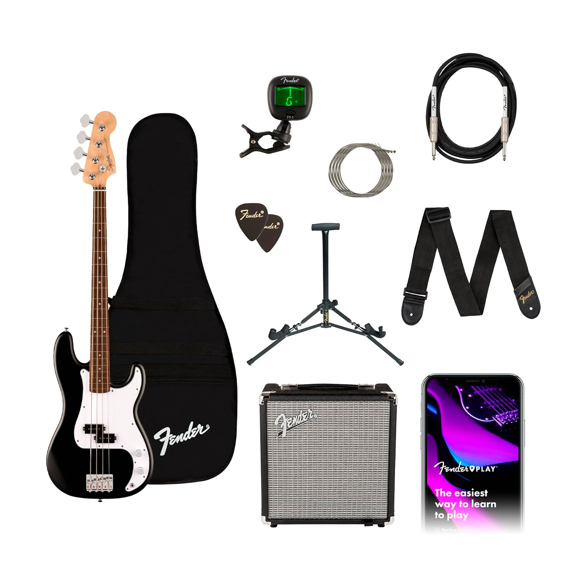 Pack Bajo Electrico Fender Squier Debut BK