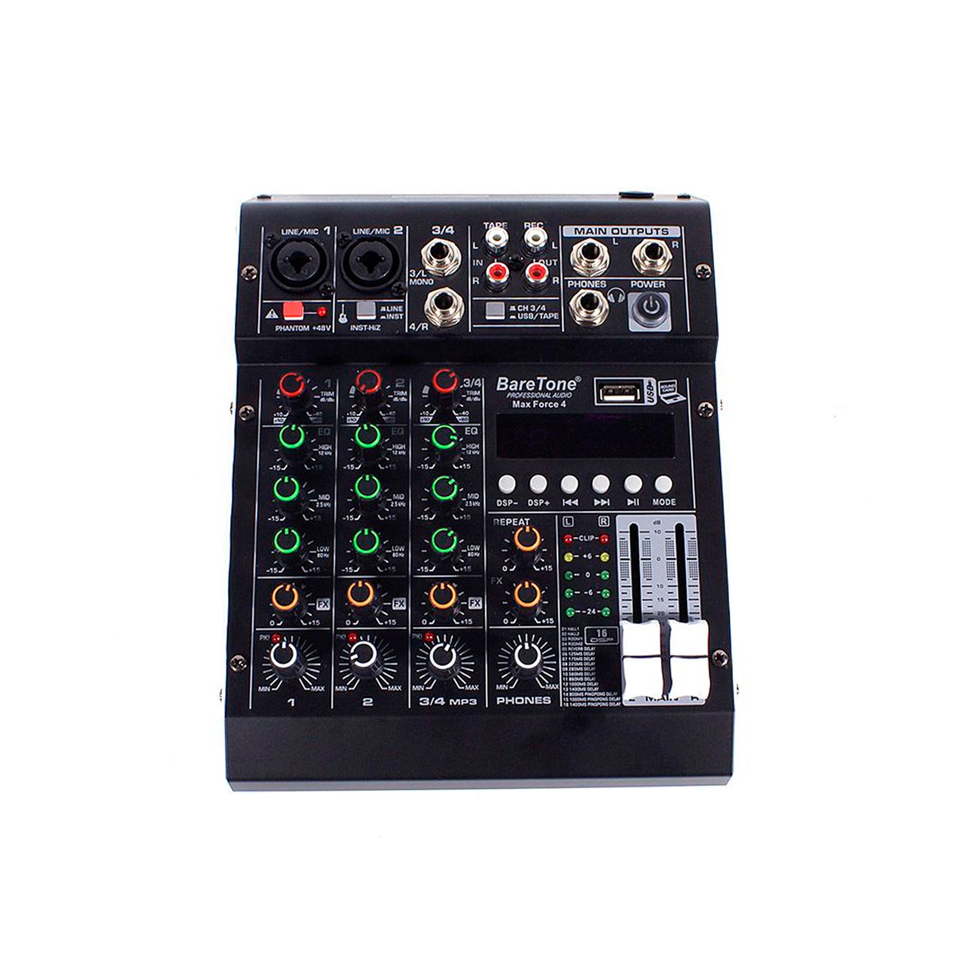 Mezcladora de audio de 4 canales Baretone - MAX FORCE 4